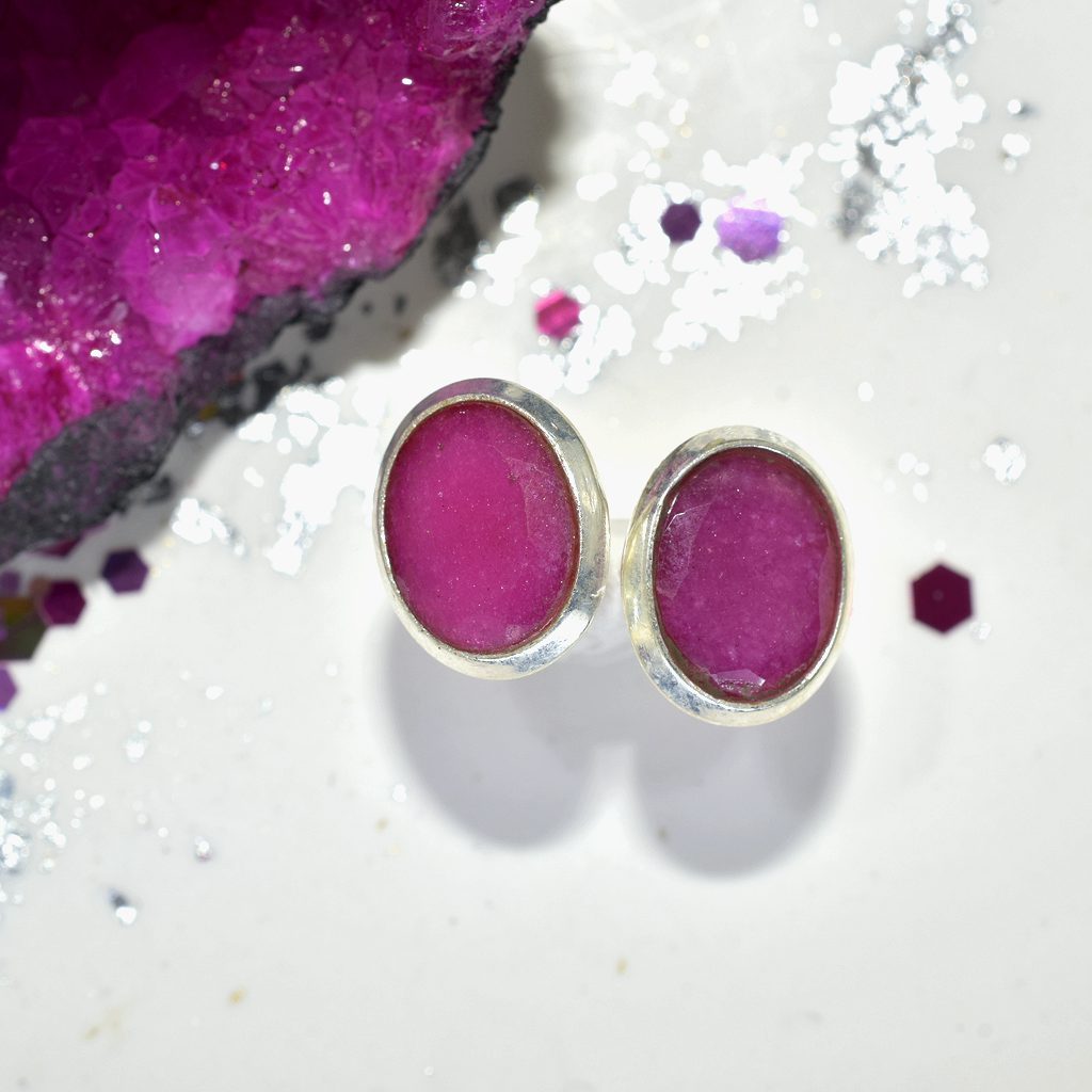 Light Earring with African Ruby