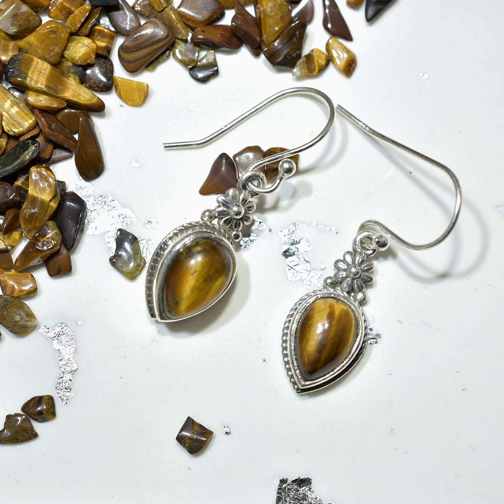 Teardrop Earring with Tiger’s Eye
