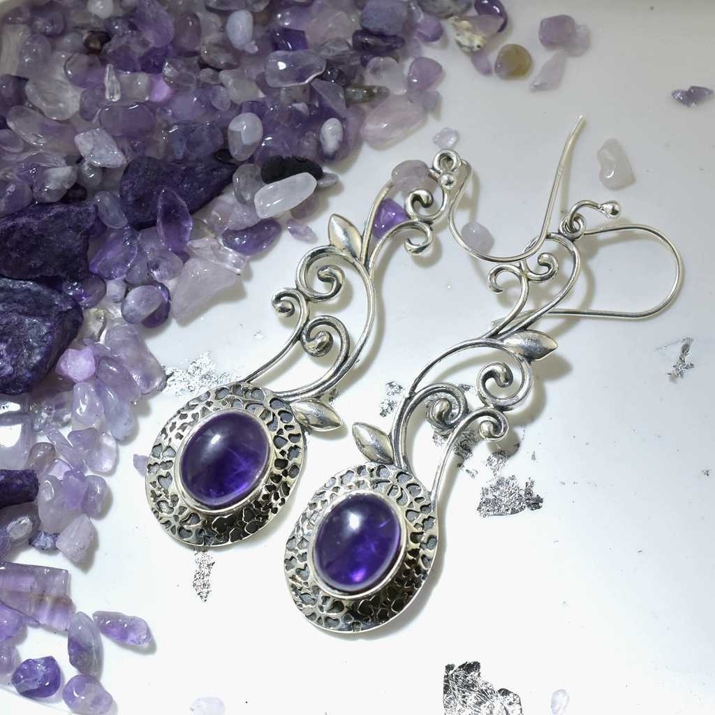 Amethyst Greek Earrings