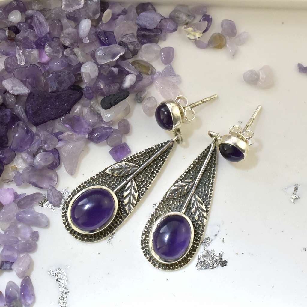 Purple Flower Earrings