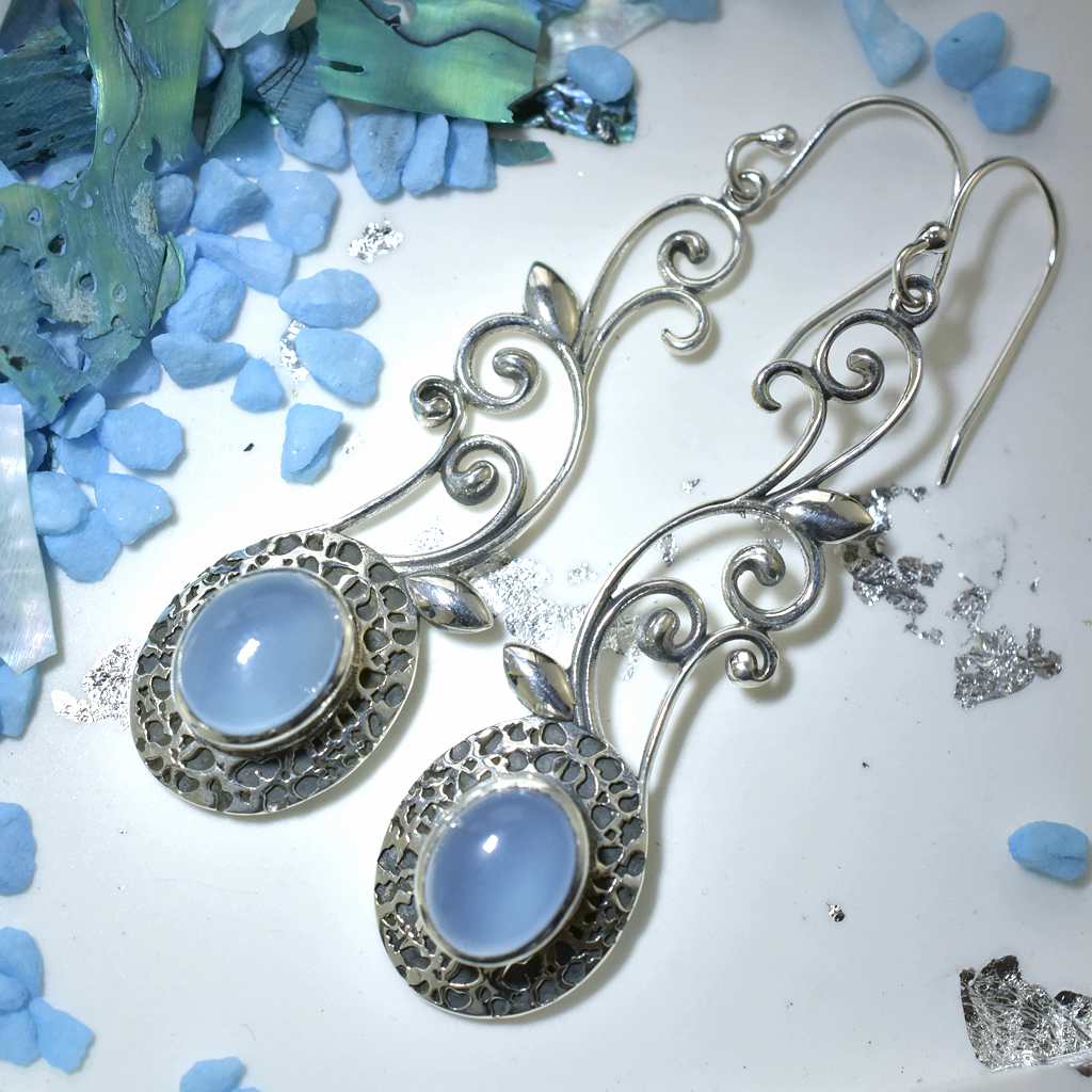 Chalcedony Greek Earrings