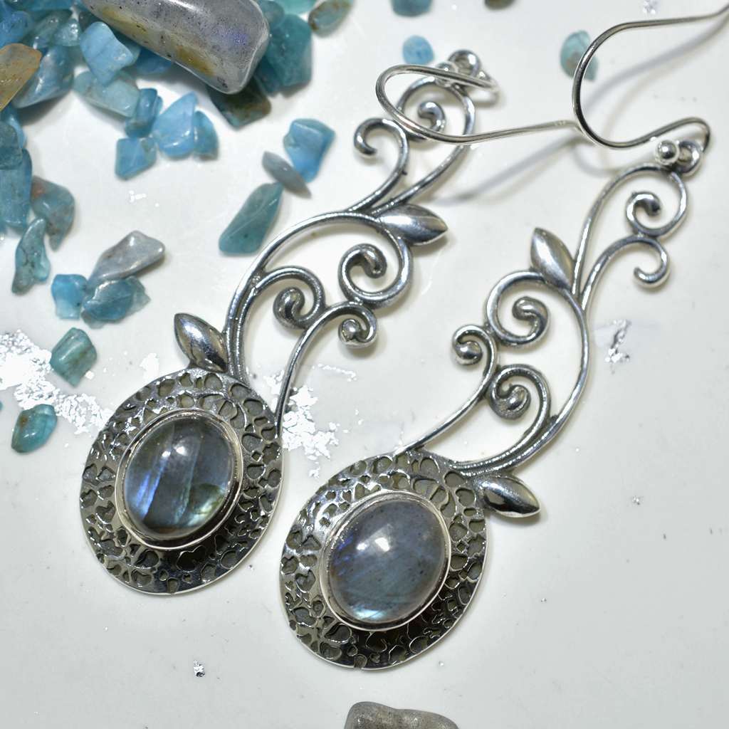 Orecchini a greca Labradorite