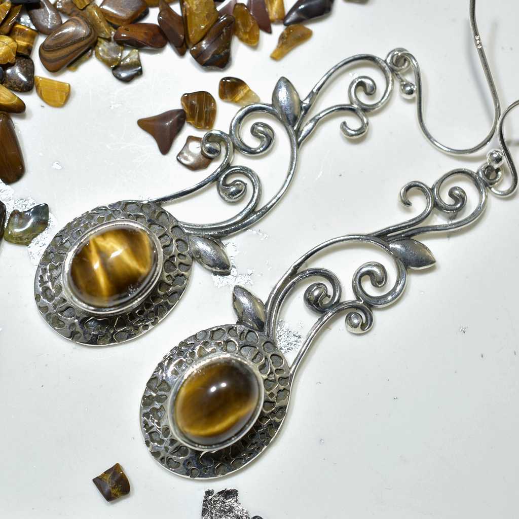 Tiger Eye Greek Earrings