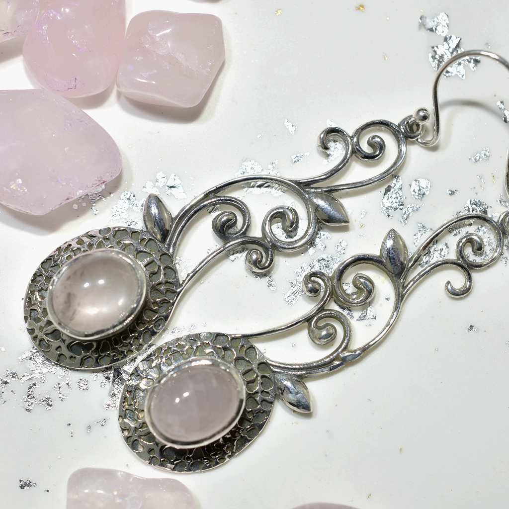 Rose Quartz Greek Earrings