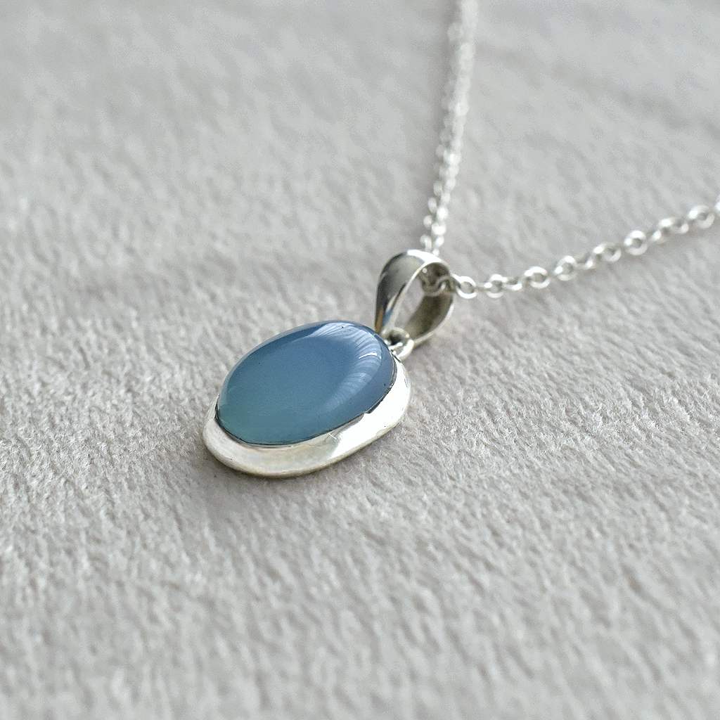 Silver Necklace with Chalcedony