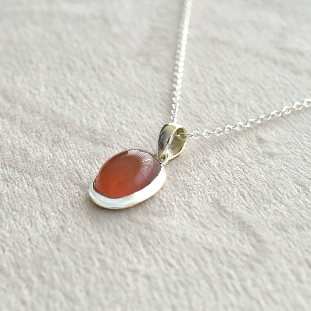 Silver Necklace with Carnelian