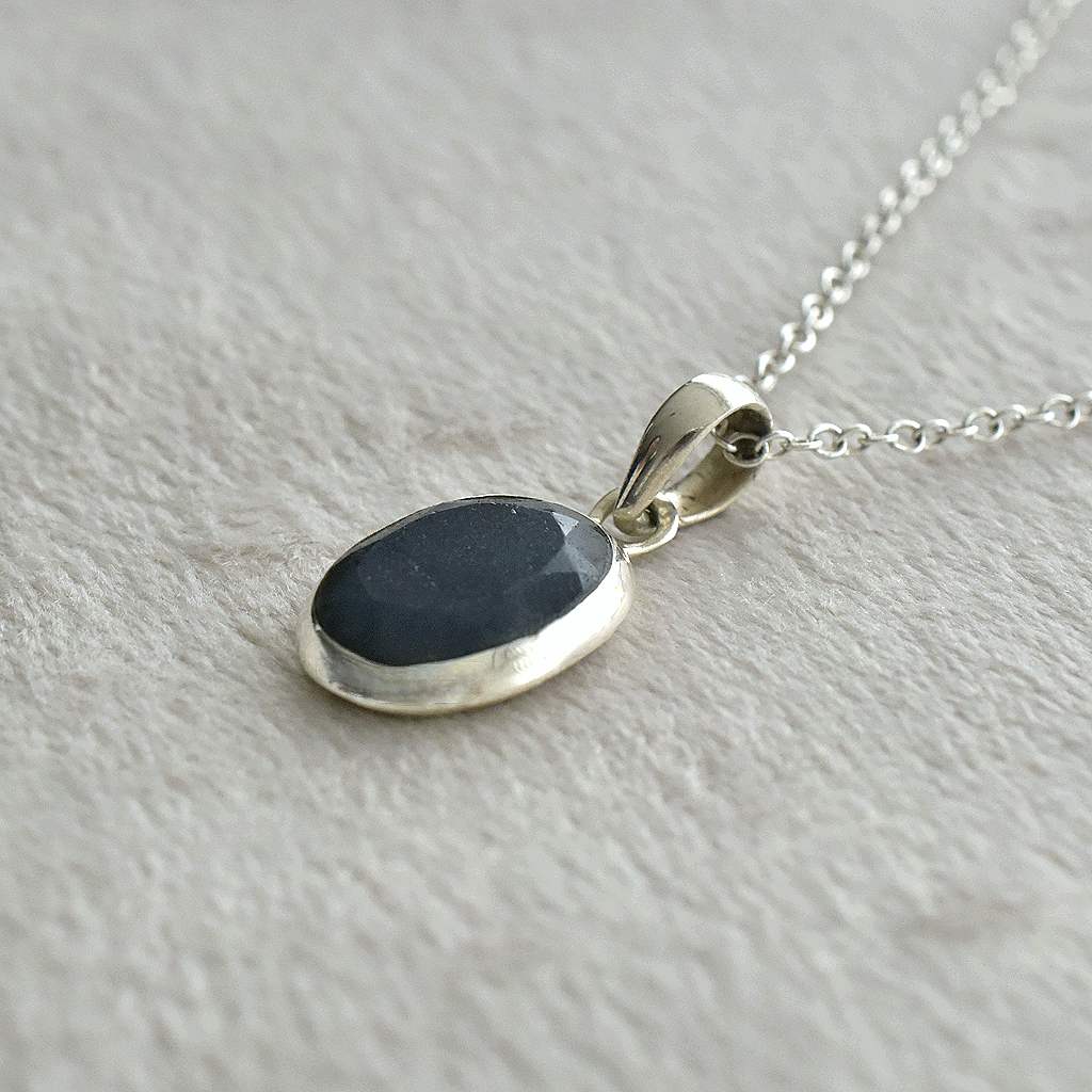 Silver Necklace with African Sapphire
