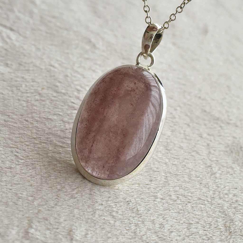 Oval Strawberry Quartz Pendant