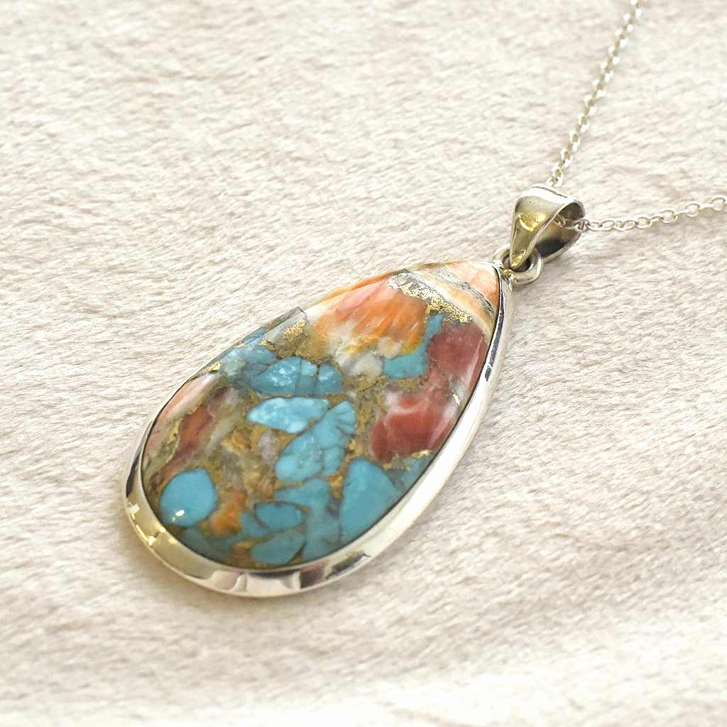 Copper Turquoise Orange Pendant